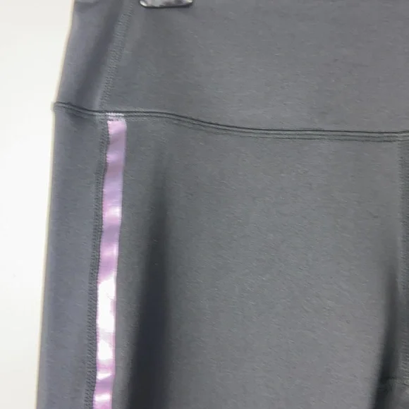 Zella Black Iridescent Stripe Mesh Crop Yoga Leggings Pants Medium - Picture 2 of 5